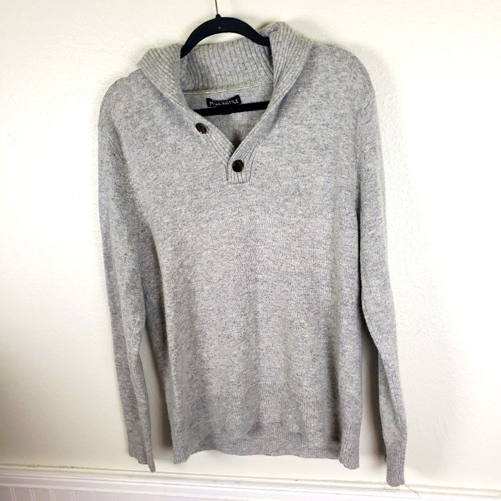 J. Crew Men's Mercantile Grey Lambswool Nylon Blend Pullover Sweater Size Med